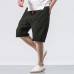 Men's Casual Loose Cotton Linen Knee Length Shorts Breathable Drawshring Baggy Shorts