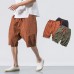 Men's Casual Loose Cotton Linen Knee Length Shorts Breathable Drawshring Baggy Shorts