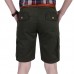 Mens 100% Cotton Multi-pocket Knee-Length Cargo Pants Loose Outdoor Casual Shorts