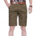 Mens 100% Cotton Multi-pocket Knee-Length Cargo Pants Loose Outdoor Casual Shorts