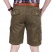 Mens 100% Cotton Multi-pocket Knee-Length Cargo Pants Loose Outdoor Casual Shorts