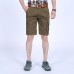 Mens 100% Cotton Multi-pocket Knee-Length Cargo Pants Loose Outdoor Casual Shorts