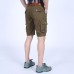 Mens 100% Cotton Multi-pocket Knee-Length Cargo Pants Loose Outdoor Casual Shorts