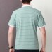 Mens 100% Cotton Stripe Fit Moisture Wicking Golf Shirt Breathable Short Sleeve Casual Tops