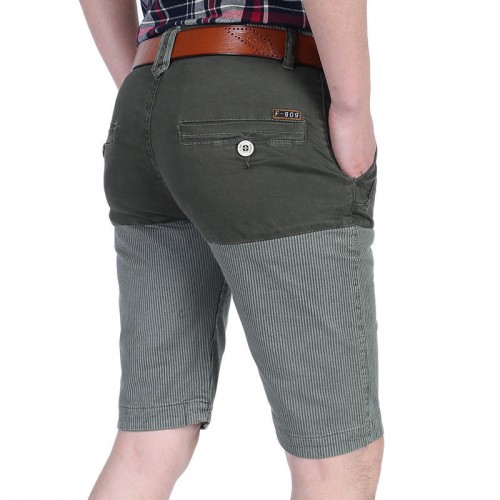 Mens Cotton Splicing Color Blocking Thin Loose Essential Casual Knee-Length Shorts