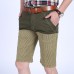 Mens Cotton Splicing Color Blocking Thin Loose Essential Casual Knee-Length Shorts