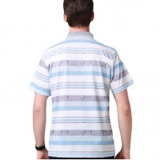 Mens Fashion Striped Silk Soft Short-sleeve Golf Shirt Summer Slim Fit Thin Breathable Tops