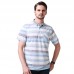 Mens Fashion Striped Silk Soft Short-sleeve Golf Shirt Summer Slim Fit Thin Breathable Tops