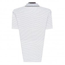 Men's Casual Lapel Stripes Pocket Short Sleeved Golf Shirt Summer Middle Aged Comfort Tops Tees