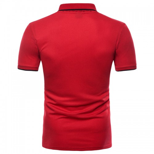 Fashion Men's Lapel Short Sleeved Golf Shirt Summer Chest Pocket Casual Tops Tees