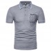 Fashion Men's Lapel Short Sleeved Golf Shirt Summer Chest Pocket Casual Tops Tees