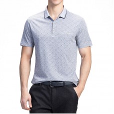 Mens Geometric Printing Wash and Wear Casual Golf Shirt Short Sleeve Loose Work Casual Tee Tops