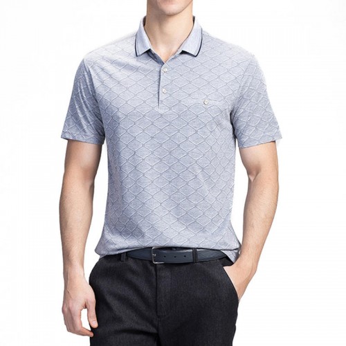 Mens Geometric Printing Wash and Wear Casual Golf Shirt Short Sleeve Loose Work Casual Tee Tops