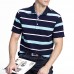 Summer Men's Comfort Cotton Golf Shirt Fashion Striped Turn-down Collar Short Sleeved Tops