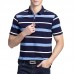 Summer Men's Comfort Cotton Golf Shirt Fashion Striped Turn-down Collar Short Sleeved Tops