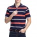 Summer Men's Comfort Cotton Golf Shirt Fashion Striped Turn-down Collar Short Sleeved Tops