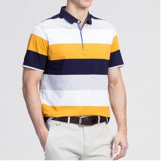 Summer Men's Fashion Stripe Design Comfort Cotton Golf Shirt Casual Short-sleeved Tops Tees