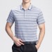 Summer Men's Business Casual Stripe Design Slim Golf Shirt Short-Sleeve Lapel Sports Tops Tees