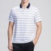 Summer Men's Business Casual Stripe Design Slim Golf Shirt Short-Sleeve Lapel Sports Tops Tees