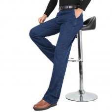 Spring Summer Thin Business Casual Straight Leg Elastic Long Jeans for Men