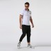 Mens Floral Stitching Slim-fit Golf Shirt Casual Business Breathable Short-sleeved Tops