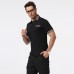 Mens Floral Stitching Slim-fit Golf Shirt Casual Business Breathable Short-sleeved Tops