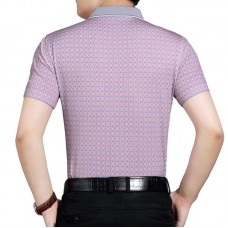 Middle-aged Mens Casual Printed Short-sleeved Golf Shirt Summer Cool Ice Lapel Collar Loose Tops