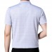 Middle-aged Mens Summer Cool Ice Ribbon Collar Golf Shirt Casual Short-sleeved Plaid Tops Tees