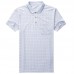 Middle-aged Mens Summer Cool Ice Ribbon Collar Golf Shirt Casual Short-sleeved Plaid Tops Tees