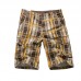 Men's Fashion Plaid Multi-pocket Shorts Summer Breathable Knee-Length Casual Shorts