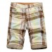 Men's Casual Lattice Knee-Length Cotton Shorts Summer Breathable Shorts Pants