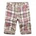 Men's Casual Lattice Knee-Length Cotton Shorts Summer Breathable Shorts Pants