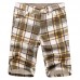 Men's Casual Lattice Knee-Length Cotton Shorts Summer Breathable Shorts Pants