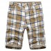 Men's Casual Lattice Knee-Length Cotton Shorts Summer Breathable Shorts Pants