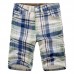 Men's Casual Lattice Knee-Length Cotton Shorts Summer Breathable Shorts Pants