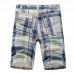 Men's Casual Lattice Knee-Length Cotton Shorts Summer Breathable Shorts Pants