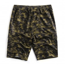 Men's Outdoor Camouflage Knee Length Casual Shorts Summer Drawstring Elastic Waist Breathable Shorts