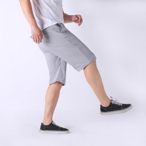 Men's Breathable Quick-drying Knee-length Shorts Elastic Waist Solid Color Casual Shorts