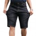 Mens Summer Plus Size Elastic Embroidery Denim Shorts Casual Mid Rise Jeans