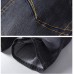 Mens Summer Plus Size Elastic Embroidery Denim Shorts Casual Mid Rise Jeans