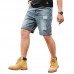 Summer Plus Size Retro Nostalgic Fashion Ripped Holed Short Jeans for Men