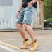 Summer Plus Size Retro Nostalgic Fashion Ripped Holed Short Jeans for Men