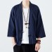  Mens Loose Cotton Vintage Horn Buckle Three Quarter Sleeve Coats Tops