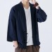  Mens Loose Cotton Vintage Horn Buckle Three Quarter Sleeve Coats Tops