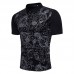 Mens Fashion Printed Design Golf Shirt Casual Trun Down Short Sleeve Tops Tees