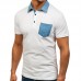 Men's Casual Lapel Chest Pocket Color Block Short Sleeved Golf Shirt