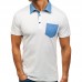 Men's Casual Lapel Chest Pocket Color Block Short Sleeved Golf Shirt