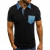 Men's Casual Lapel Chest Pocket Color Block Short Sleeved Golf Shirt