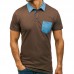 Men's Casual Lapel Chest Pocket Color Block Short Sleeved Golf Shirt