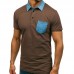 Men's Casual Lapel Chest Pocket Color Block Short Sleeved Golf Shirt